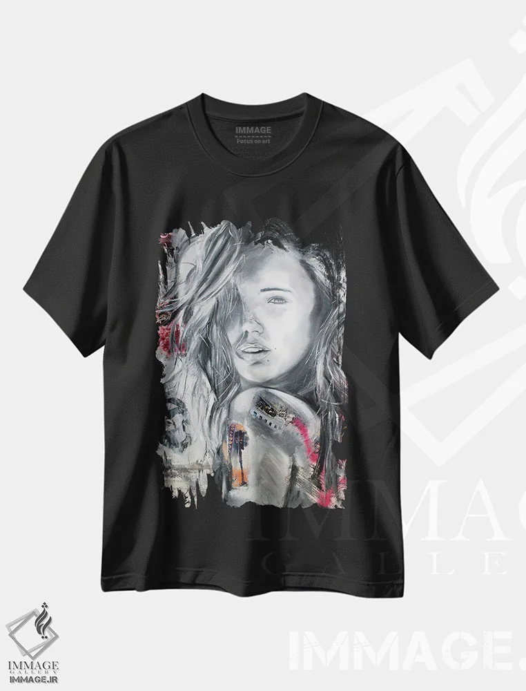تیشرت مشکی طرح دار بوسه خورشید، هنر فاخر معاصر اثر جیسون سوو | فروشگاه ایماژ
