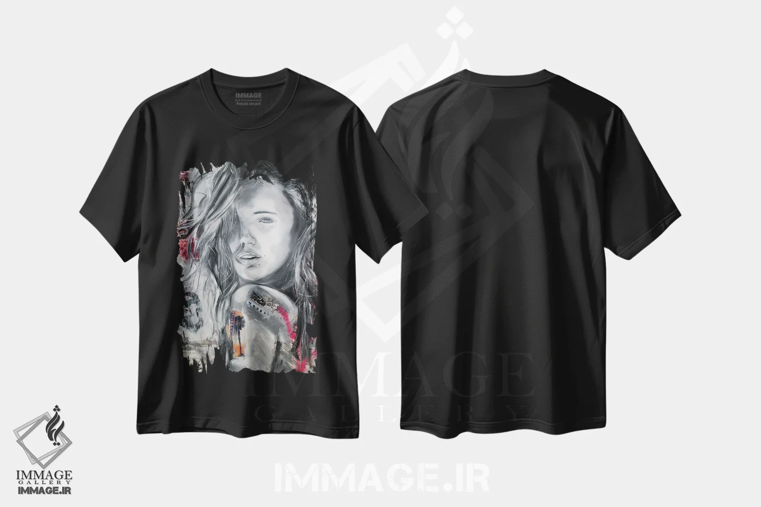 تیشرت مشکی طرح دار بوسه خورشید، هنر فاخر معاصر اثر جیسون سوو | فروشگاه ایماژ