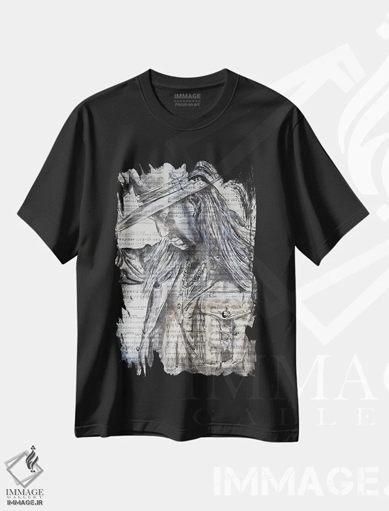 تیشرت مشکی طرح دار یاغی، هنر فاخر معاصر اثر جیسون سوو | immage.ir