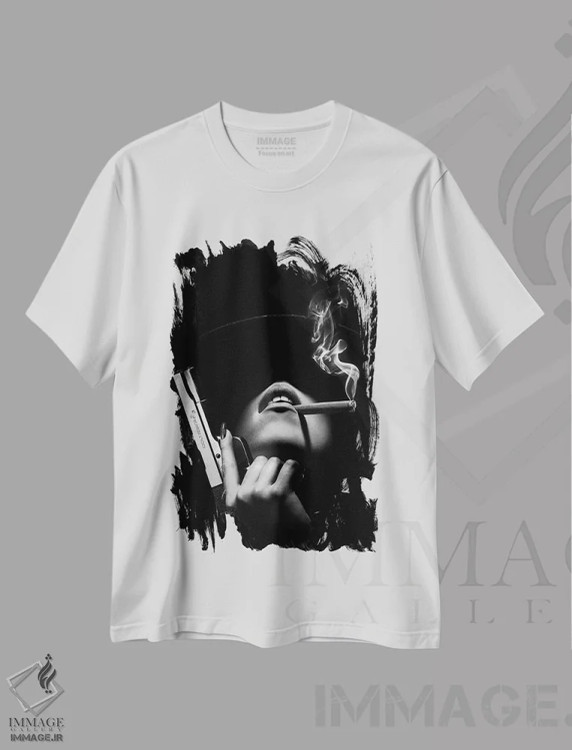 تیشرت سفید طرح دار زن با هفت تیر، مدیوم اثر یوهان سوانپوئل | immage.ir
