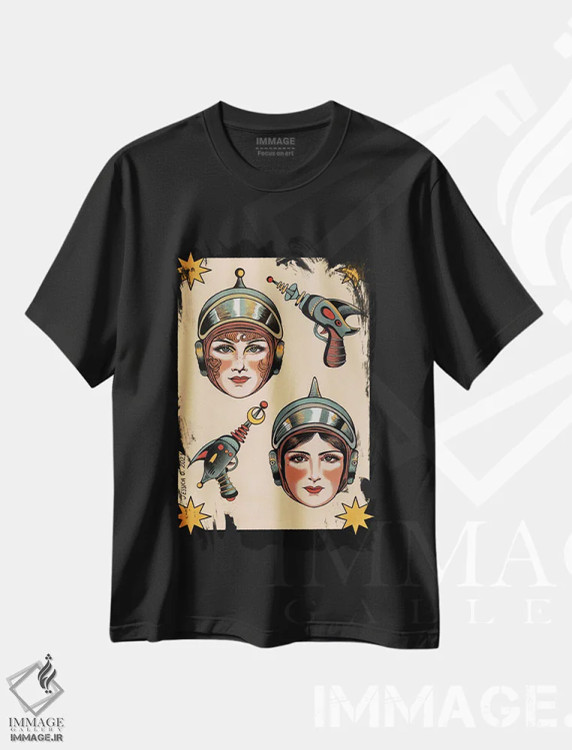 تیشرت مشکی طرح دار جوجه های ستاره ای، دکوراسیون جایگزین اثر جسیکا اُ. | فروشگاه ایماژ