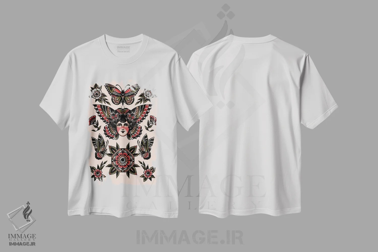 تیشرت سفید طرح دار پروانه ها، دکوراسیون جایگزین اثر جسیکا اُ. | immage.ir