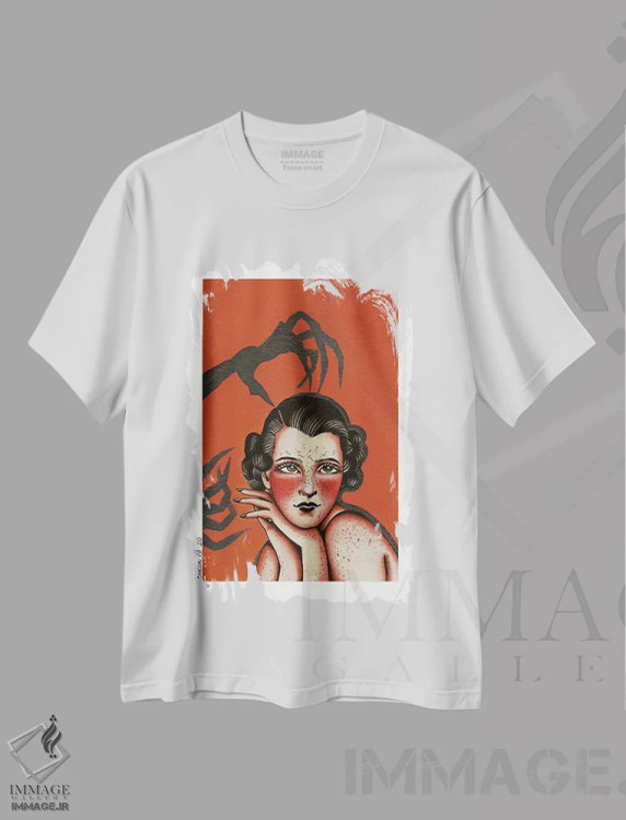 تیشرت سفید طرح دار فیلم ترسناک، دکوراسیون جایگزین اثر جسیکا اُ. | فروشگاه ایماژ