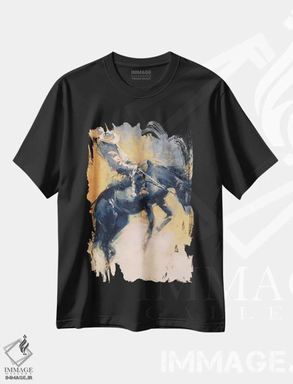 تیشرت مشکی طرح دار حس نیلی ۳، تزئینی اثر جولی تی. چاپمن | فروشگاه ایماژ