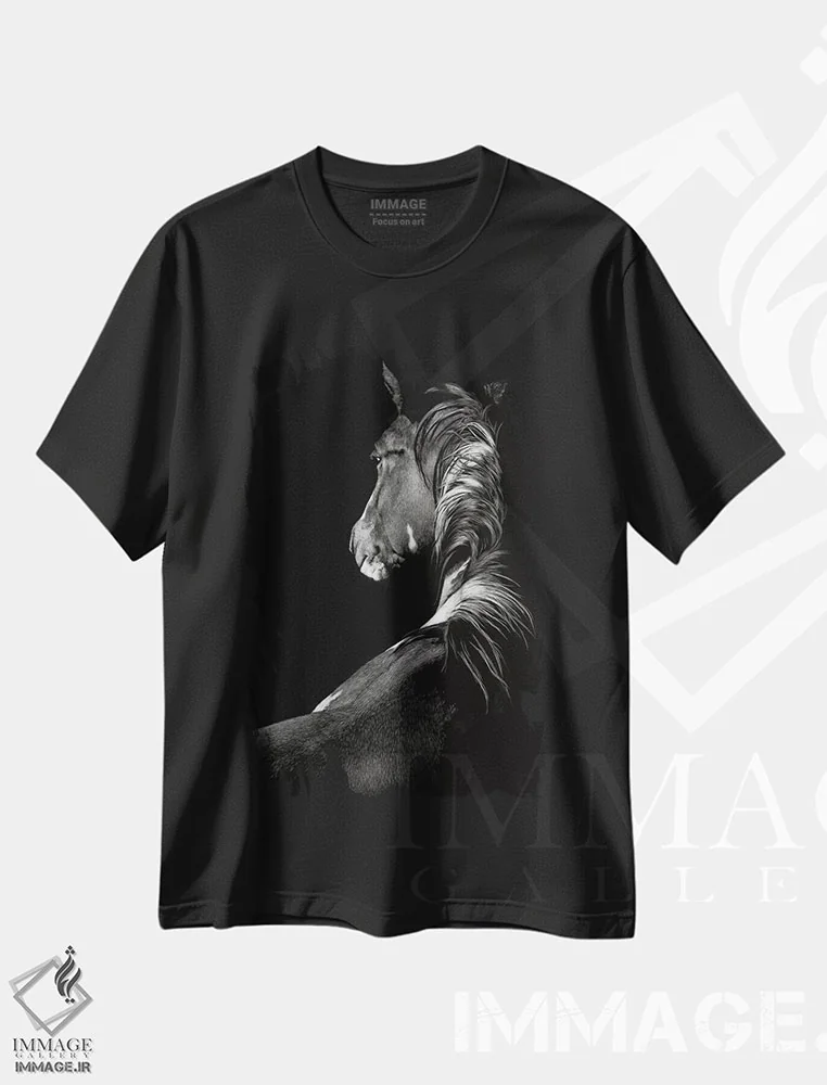 تیشرت مشکی طرح دار آفتاب زده، هنر تزئینی سیاه و سفید اثر جولی تی. چاپمن | immage.ir