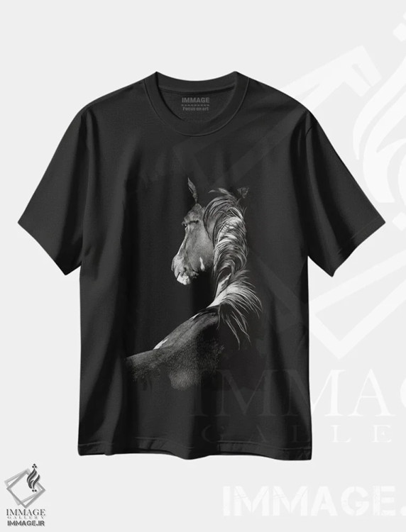 تیشرت مشکی طرح دار آفتاب زده، هنر تزئینی سیاه و سفید اثر جولی تی. چاپمن | immage.ir