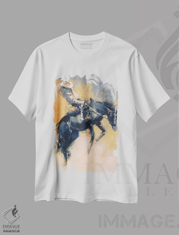 تیشرت سفید طرح دار حس نیلی ۳، تزئینی اثر جولی تی. چاپمن | immage.ir