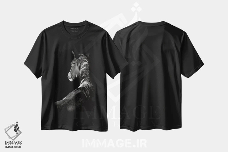 تیشرت مشکی طرح دار آفتاب زده، هنر تزئینی سیاه و سفید اثر جولی تی. چاپمن | immage.ir
