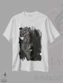 تیشرت سفید طرح دار کنده کاری وحشی ۴، هنر تزئینی سیاه و سفید اثر جولی تی. چاپمن | فروشگاه ایماژ