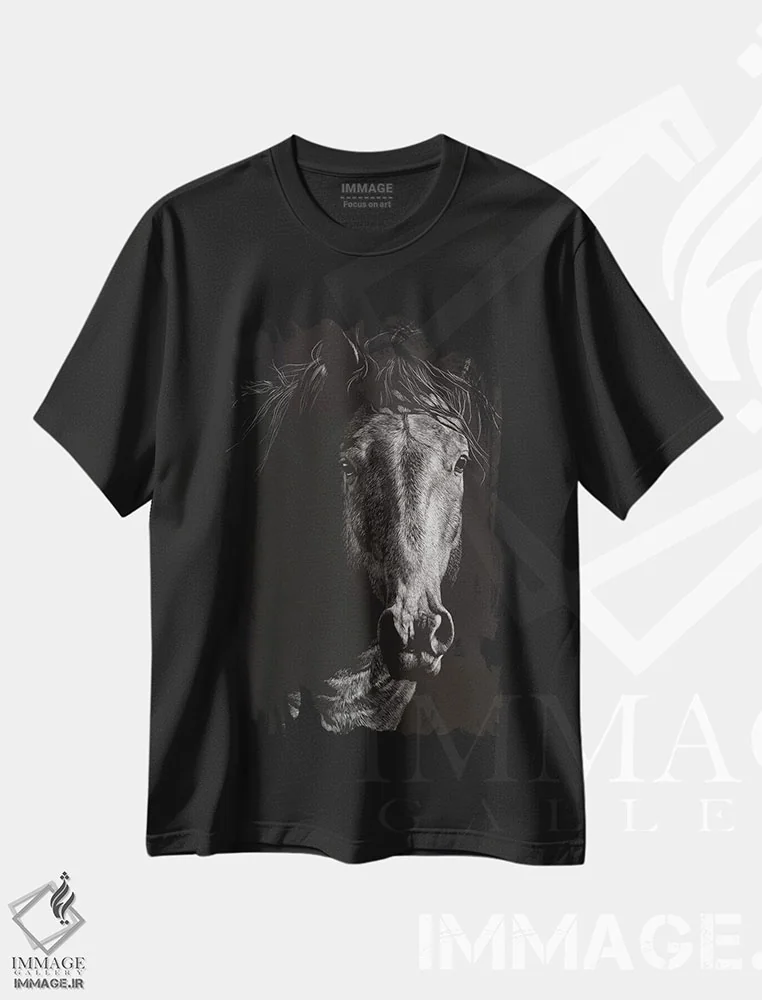 تیشرت مشکی طرح دار کنده کاری وحشی ۶، هنر تزئینی سیاه و سفید اثر جولی تی. چاپمن | فروشگاه ایماژ