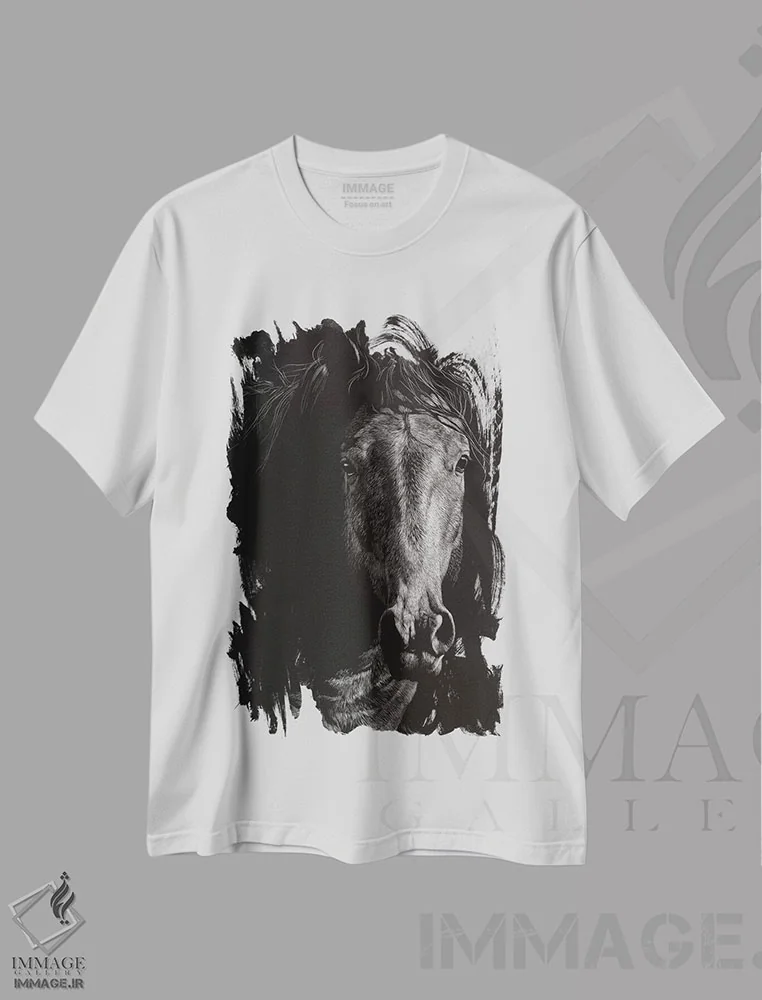 تیشرت سفید طرح دار کنده کاری وحشی ۶، هنر تزئینی سیاه و سفید اثر جولی تی. چاپمن | immage.ir