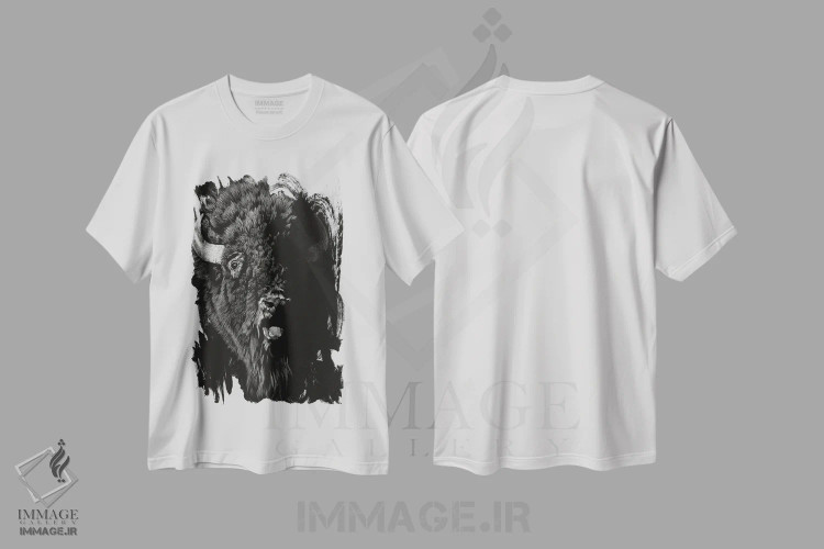 تیشرت سفید طرح دار کنده کاری وحشی ۴، هنر تزئینی سیاه و سفید اثر جولی تی. چاپمن | فروشگاه ایماژ