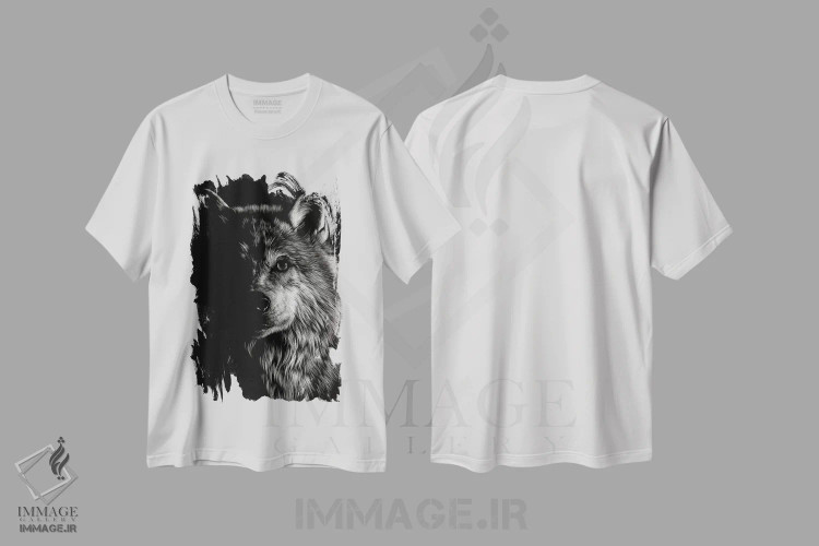 تیشرت سفید طرح دار گرگ ۳، عکاسی سیاه و سفید اثر جولی تی. چاپمن | immage.ir