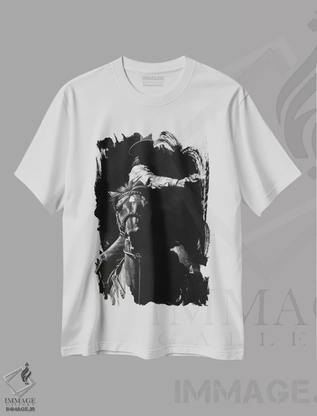 تیشرت سفید طرح دار وسیله فرار ۱، هنر تزئینی سیاه و سفید اثر جولی تی. چاپمن | فروشگاه ایماژ