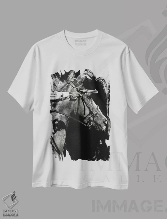 تیشرت سفید طرح دار وسیله فرار ۲، هنر تزئینی سیاه و سفید اثر جولی تی. چاپمن | immage.ir