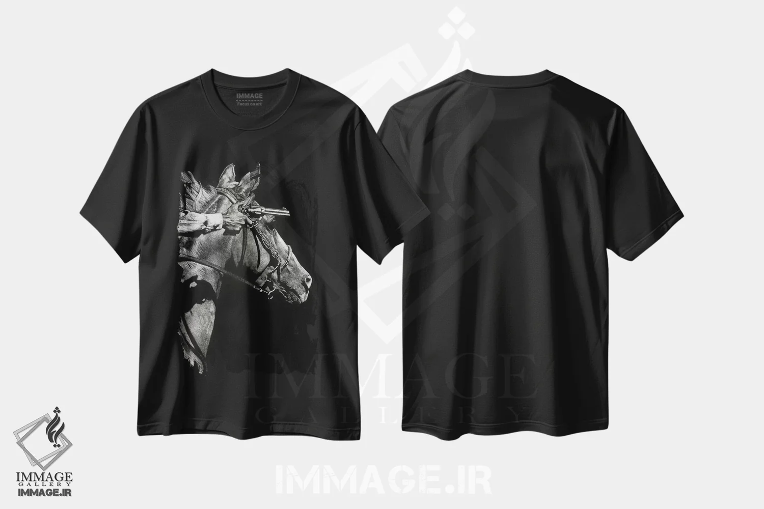 تیشرت مشکی طرح دار وسیله فرار ۲، هنر تزئینی سیاه و سفید اثر جولی تی. چاپمن | فروشگاه ایماژ