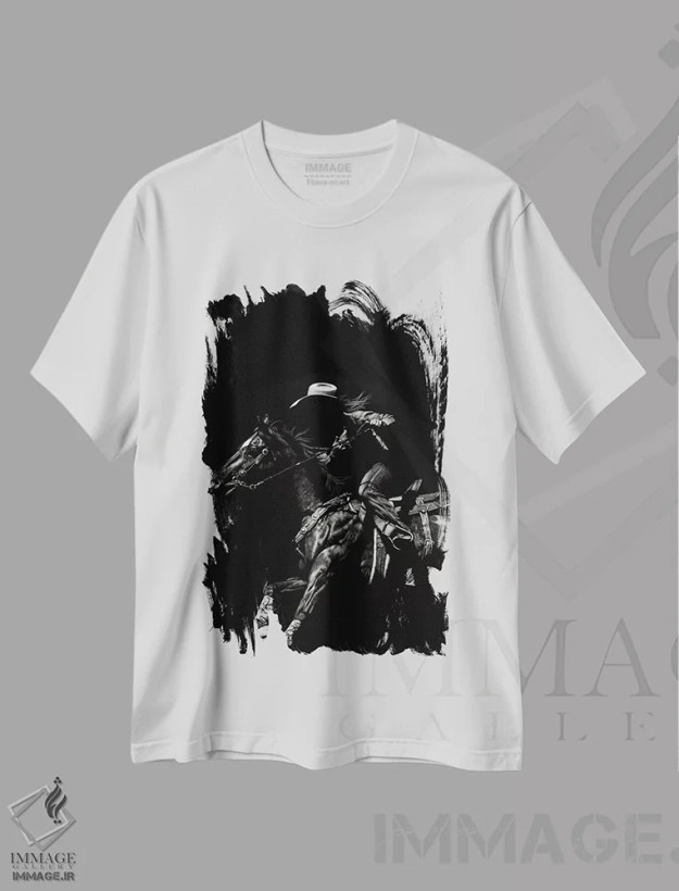 تیشرت سفید طرح دار رودئوی کنده کاری ۱، هنر تزئینی سیاه و سفید اثر جولی تی. چاپمن | فروشگاه ایماژ