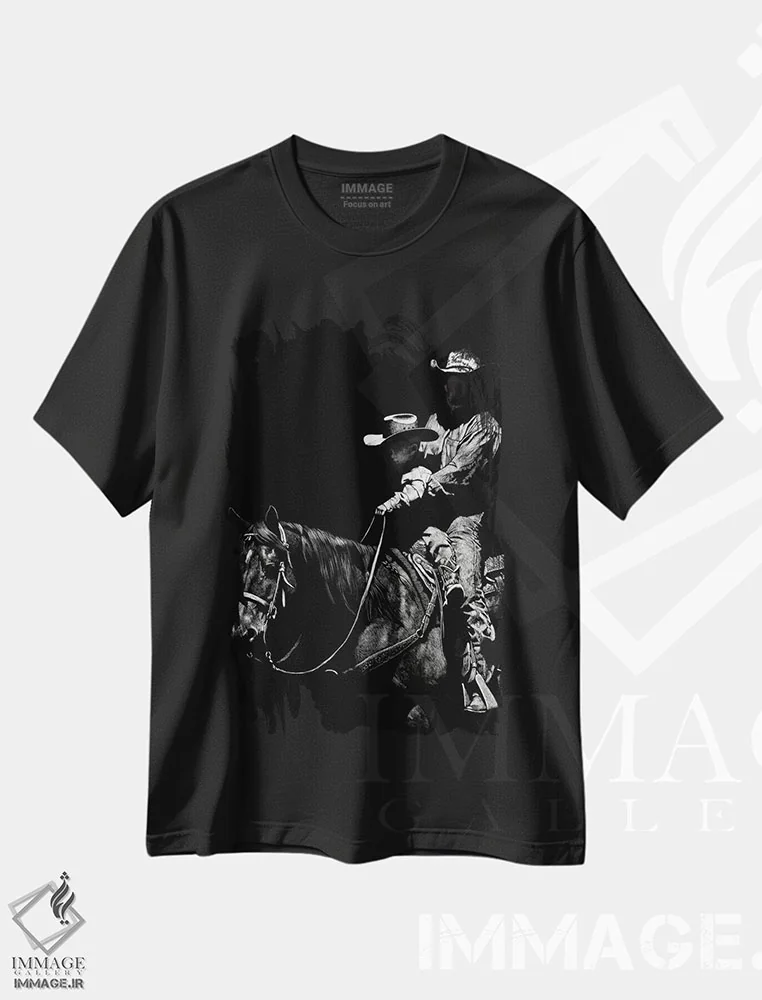 تیشرت مشکی طرح دار رودئوی کنده کاری ۲، هنر تزئینی سیاه و سفید اثر جولی تی. چاپمن | فروشگاه ایماژ