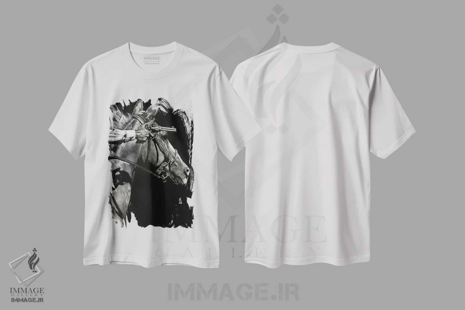 تیشرت سفید طرح دار وسیله فرار ۲، هنر تزئینی سیاه و سفید اثر جولی تی. چاپمن | immage.ir