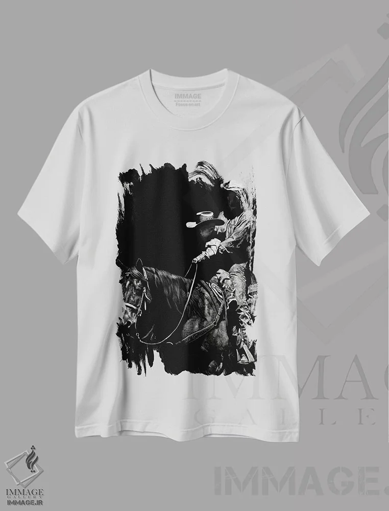 تیشرت سفید طرح دار رودئوی کنده کاری ۲، هنر تزئینی سیاه و سفید اثر جولی تی. چاپمن | immage.ir