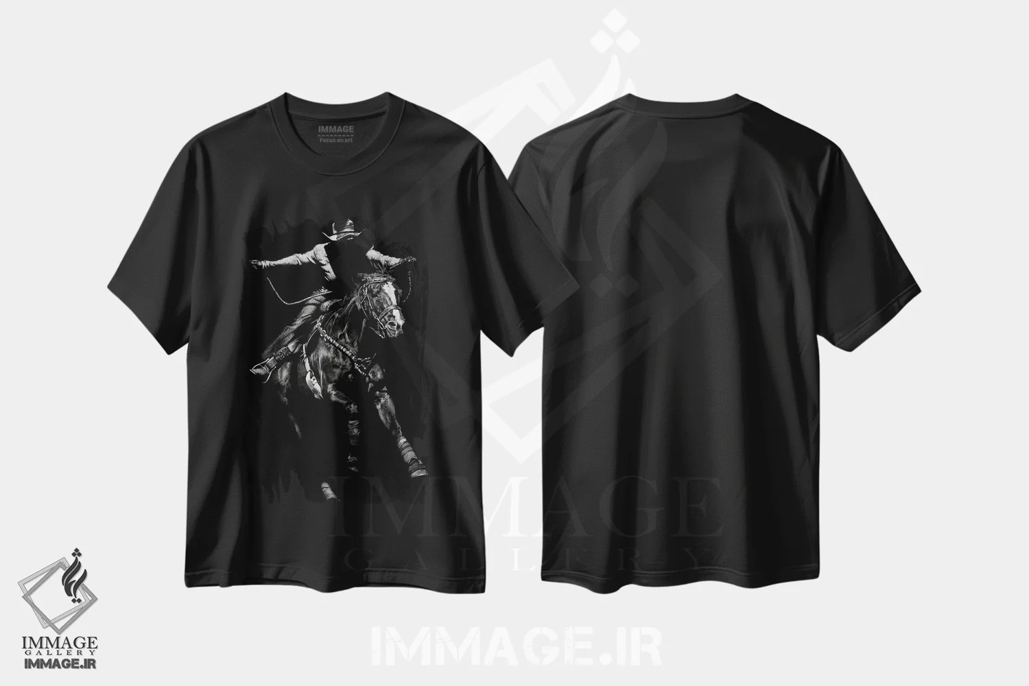 تیشرت مشکی طرح دار رودئوی کنده کاری ۳، هنر تزئینی سیاه و سفید اثر جولی تی. چاپمن | immage.ir