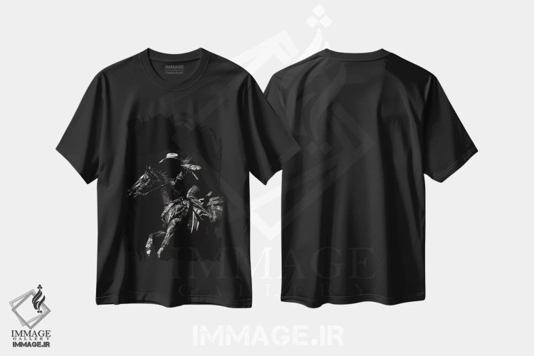 تیشرت مشکی طرح دار رودئوی کنده کاری ۱، هنر تزئینی سیاه و سفید اثر جولی تی. چاپمن | immage.ir