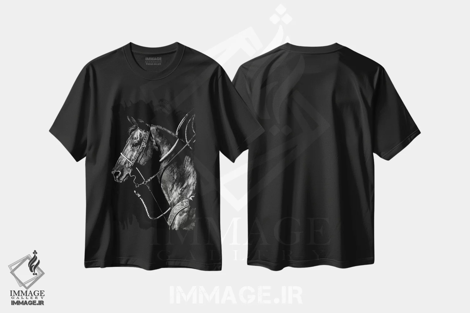 تیشرت مشکی طرح دار رودئوی کنده کاری ۵، هنر تزئینی سیاه و سفید اثر جولی تی. چاپمن | فروشگاه ایماژ