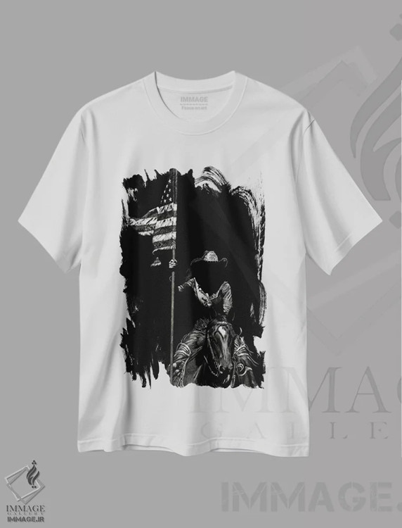 تیشرت سفید طرح دار رودئوی کنده کاری ۶، هنر تزئینی سیاه و سفید اثر جولی تی. چاپمن | فروشگاه ایماژ