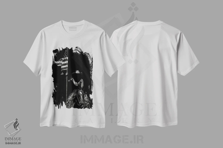 تیشرت سفید طرح دار رودئوی کنده کاری ۶، هنر تزئینی سیاه و سفید اثر جولی تی. چاپمن | فروشگاه ایماژ