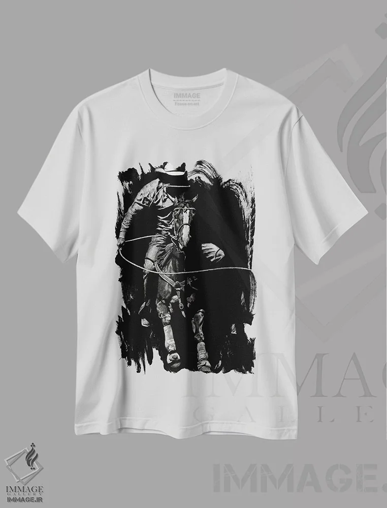 تیشرت سفید طرح دار رودئوی کنده کاری ۸، هنر تزئینی سیاه و سفید اثر جولی تی. چاپمن | فروشگاه ایماژ