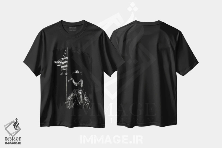 تیشرت مشکی طرح دار رودئوی کنده کاری ۶، هنر تزئینی سیاه و سفید اثر جولی تی. چاپمن | immage.ir