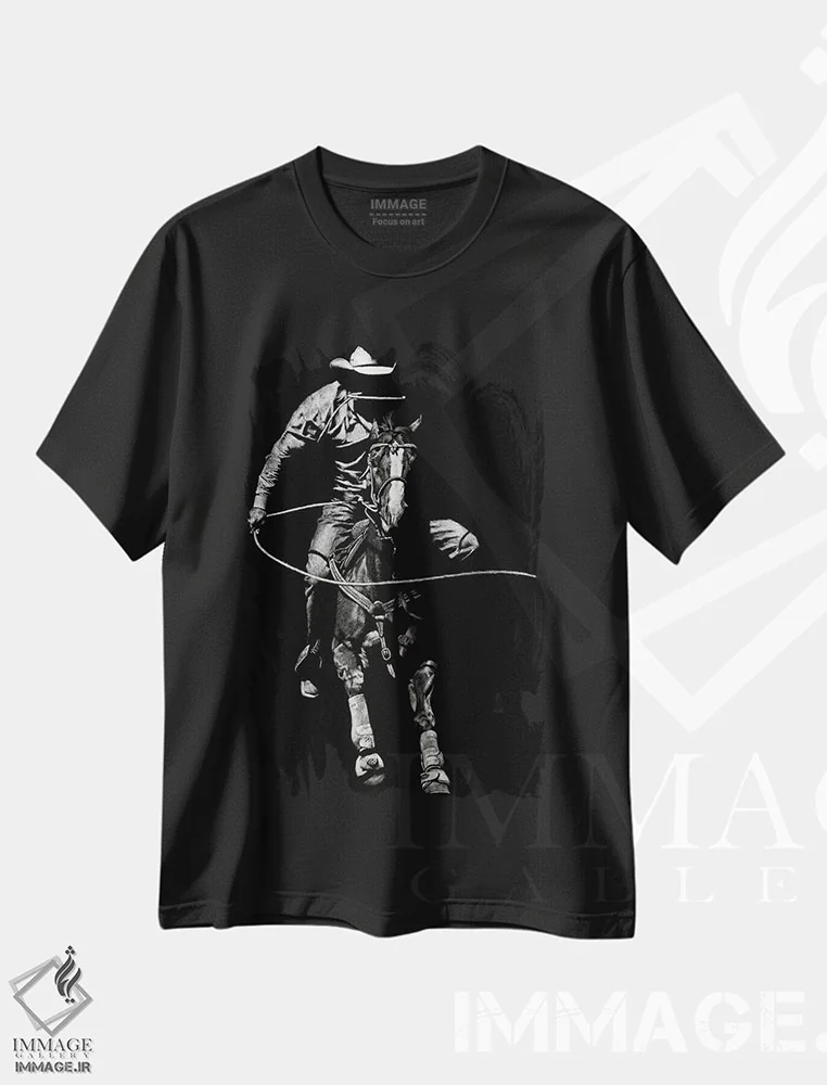 تیشرت مشکی طرح دار رودئوی کنده کاری ۸، هنر تزئینی سیاه و سفید اثر جولی تی. چاپمن | immage.ir