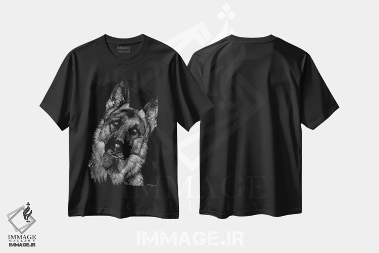 تیشرت مشکی طرح دار حکاکی سگ ها شماره ۲، هنر فاخر اثر جولی تی. چاپمن | فروشگاه ایماژ