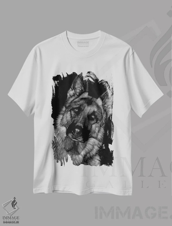 تیشرت سفید طرح دار حکاکی سگ ها شماره ۲، هنر فاخر اثر جولی تی. چاپمن | immage.ir