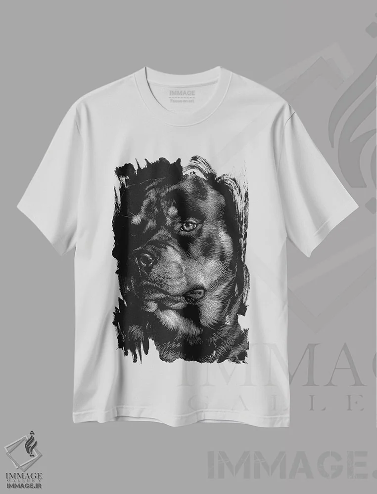 تیشرت سفید طرح دار حکاکی سگ ها شماره ۱۲، هنر فاخر اثر جولی تی. چاپمن | immage.ir