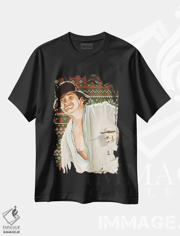 تیشرت مشکی طرح دار اددی پسرعمو، هنر فاخر معاصر اثر جوئل تِش | immage.ir