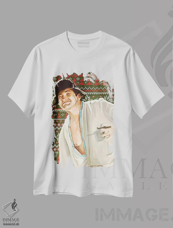 تیشرت سفید طرح دار اددی پسرعمو، هنر فاخر معاصر اثر جوئل تِش | فروشگاه ایماژ