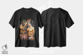 تیشرت مشکی طرح دار گلادیاتورها، هنر آمریکایی آفریقایی تبار اثر جوئل تِش | فروشگاه ایماژ