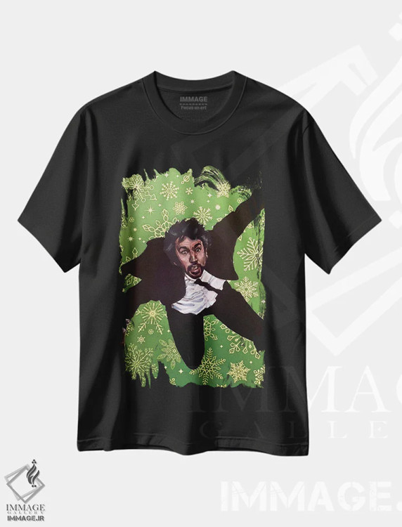 تیشرت مشکی طرح دار هانس کریسمس شماره ۱، هنر فاخر معاصر اثر جوئل تِش | immage.ir