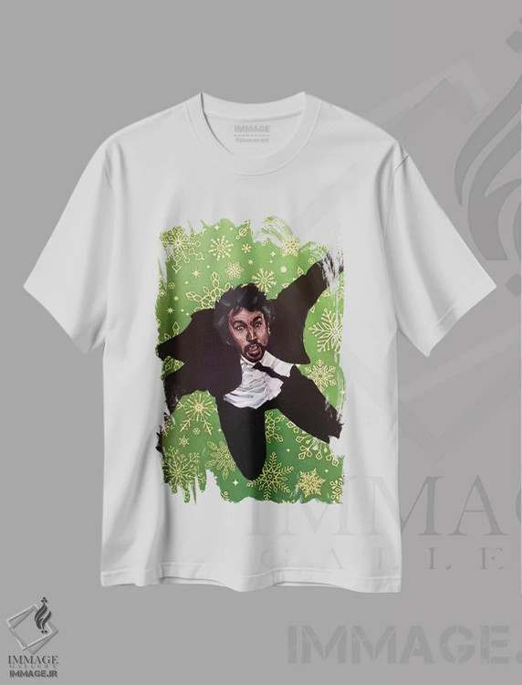 تیشرت سفید طرح دار هانس کریسمس شماره ۱، هنر فاخر معاصر اثر جوئل تِش | فروشگاه ایماژ