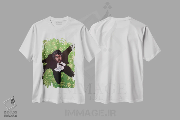 تیشرت سفید طرح دار هانس کریسمس شماره ۱، هنر فاخر معاصر اثر جوئل تِش | فروشگاه ایماژ