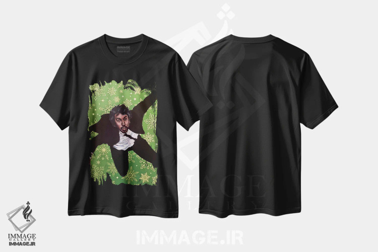 تیشرت مشکی طرح دار هانس کریسمس شماره ۱، هنر فاخر معاصر اثر جوئل تِش | immage.ir