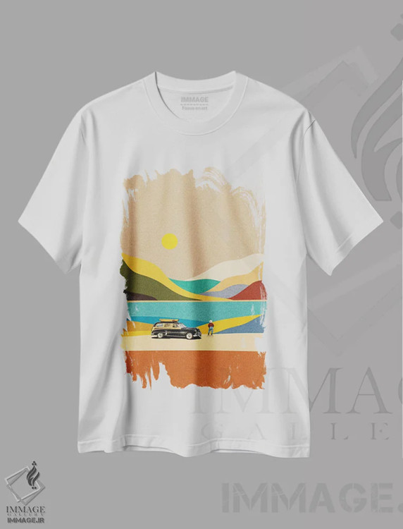 تیشرت سفید طرح دار راه طولانی خانه، تزئینی اثر استون کلاژز | immage.ir