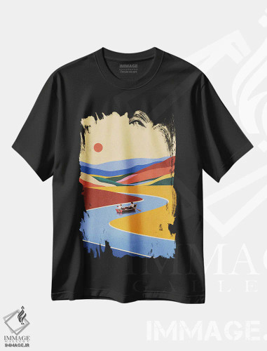 تیشرت مشکی طرح دار تعطیلات آخر هفته خارج از خانه، تزئینی اثر استون کلاژز | فروشگاه ایماژ