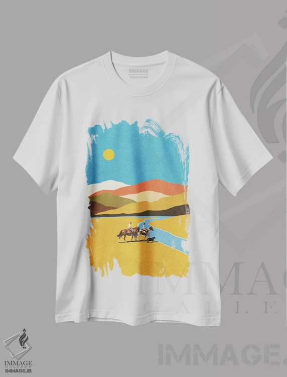 تیشرت سفید طرح دار ادامه بده، تزئینی اثر استون کلاژز | فروشگاه ایماژ