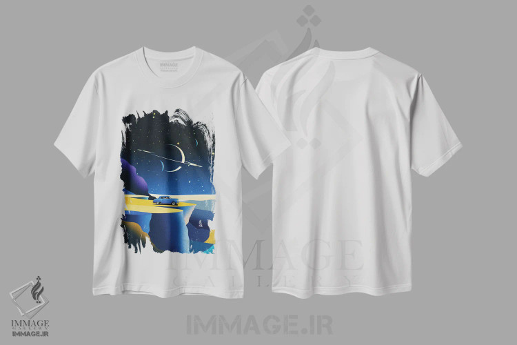 تیشرت سفید طرح دار ورود آسمانی، تزئینی اثر استون کلاژز | immage.ir