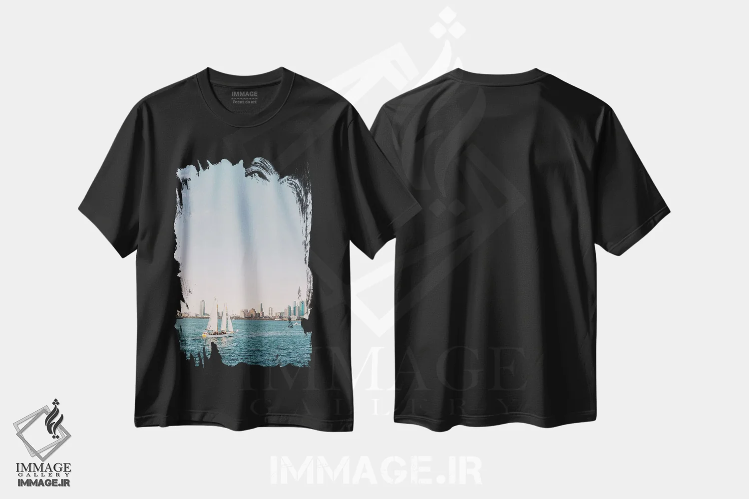 تیشرت مشکی طرح دار شناور بر روی رودخانه هادسون، مدیوم اثر جاستین میلتون | immage.ir