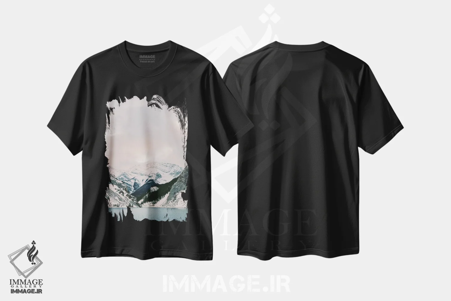 تیشرت مشکی طرح دار غروب کوهستان، مدیوم اثر جاستین میلتون | immage.ir