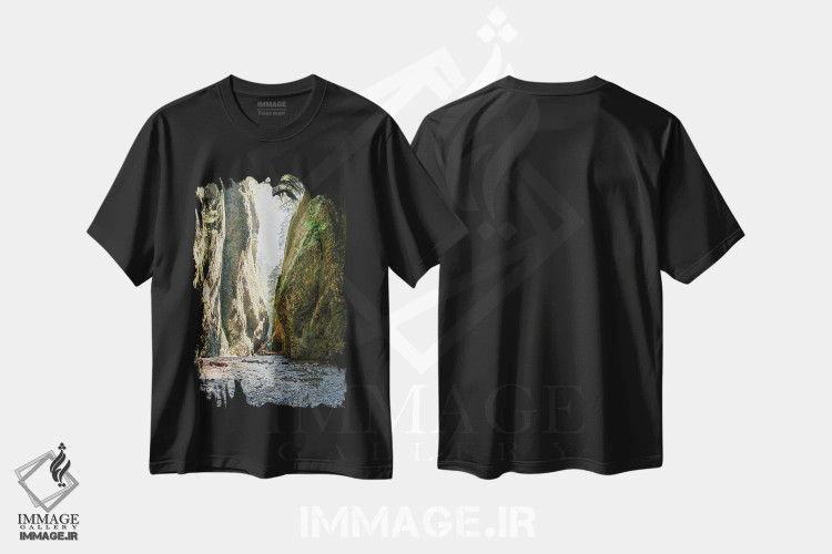 تیشرت مشکی طرح دار رودخانه ساحل غربی، مدیوم اثر جاستین میلتون | immage.ir