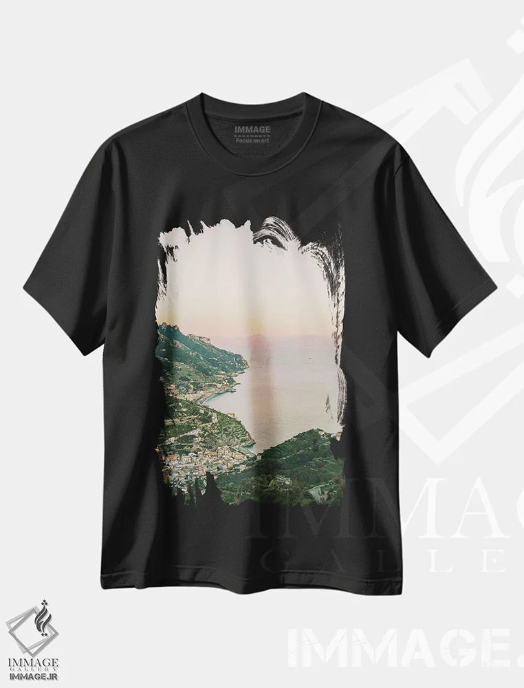 تیشرت مشکی طرح دار زیبایی راولو، مدیوم اثر جاستین میلتون | فروشگاه ایماژ